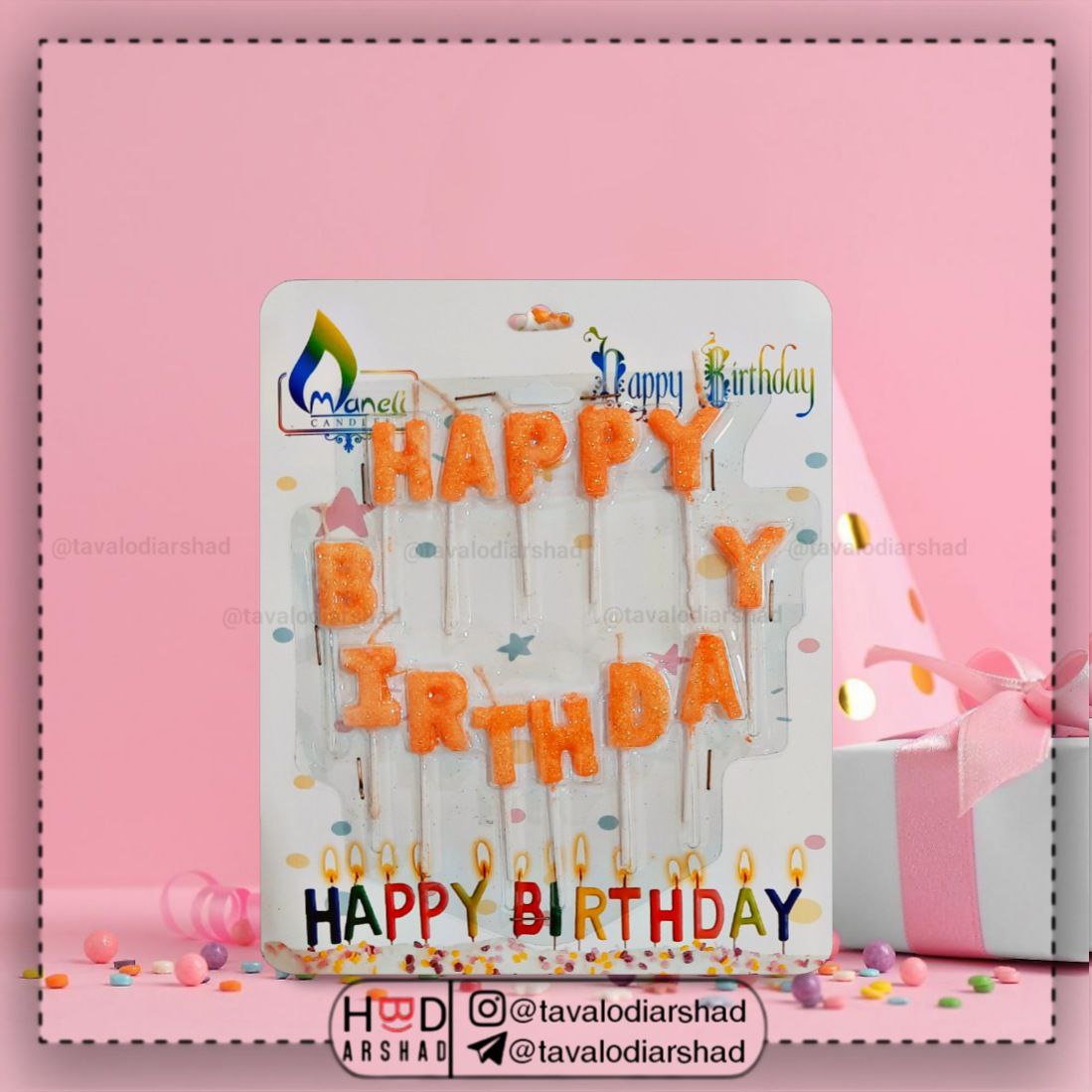 شمع هپی اکلیلی  نارنجی